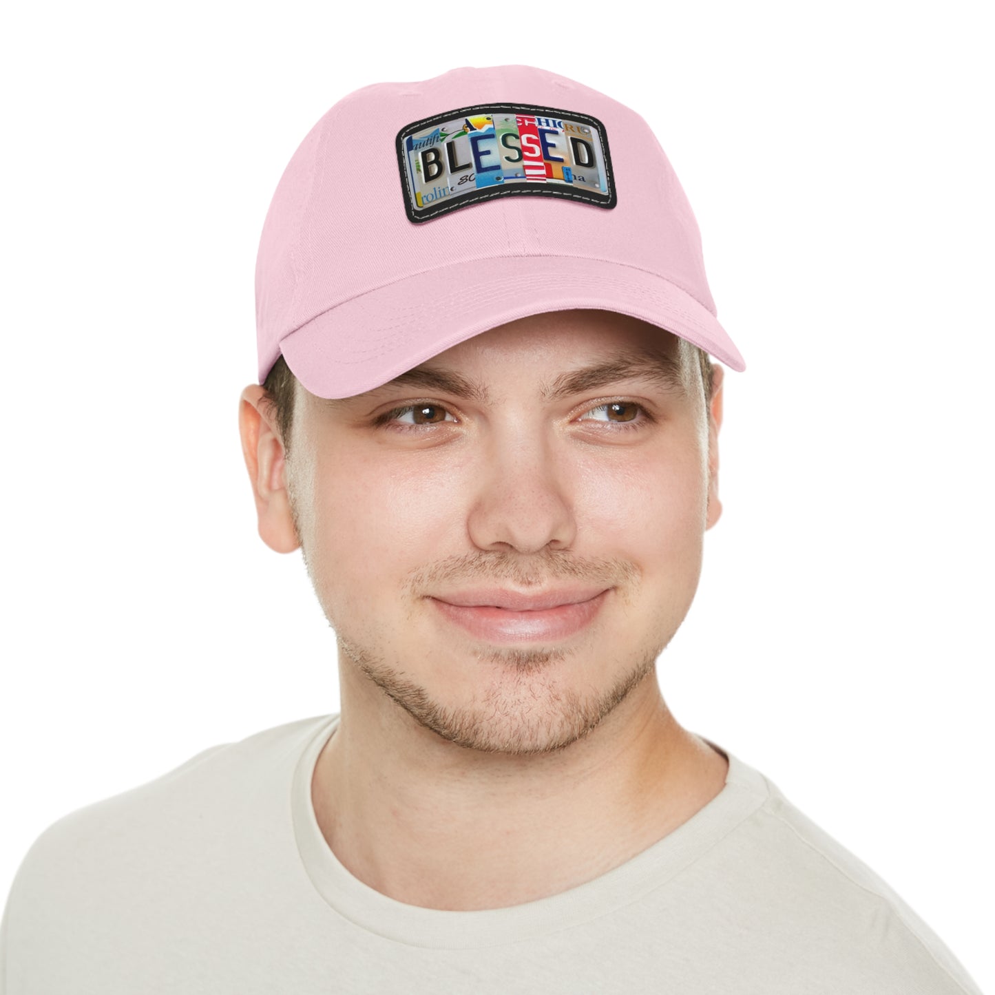 Inspirational 'Blessed' Dad Hat with Rectangular Leather Patch