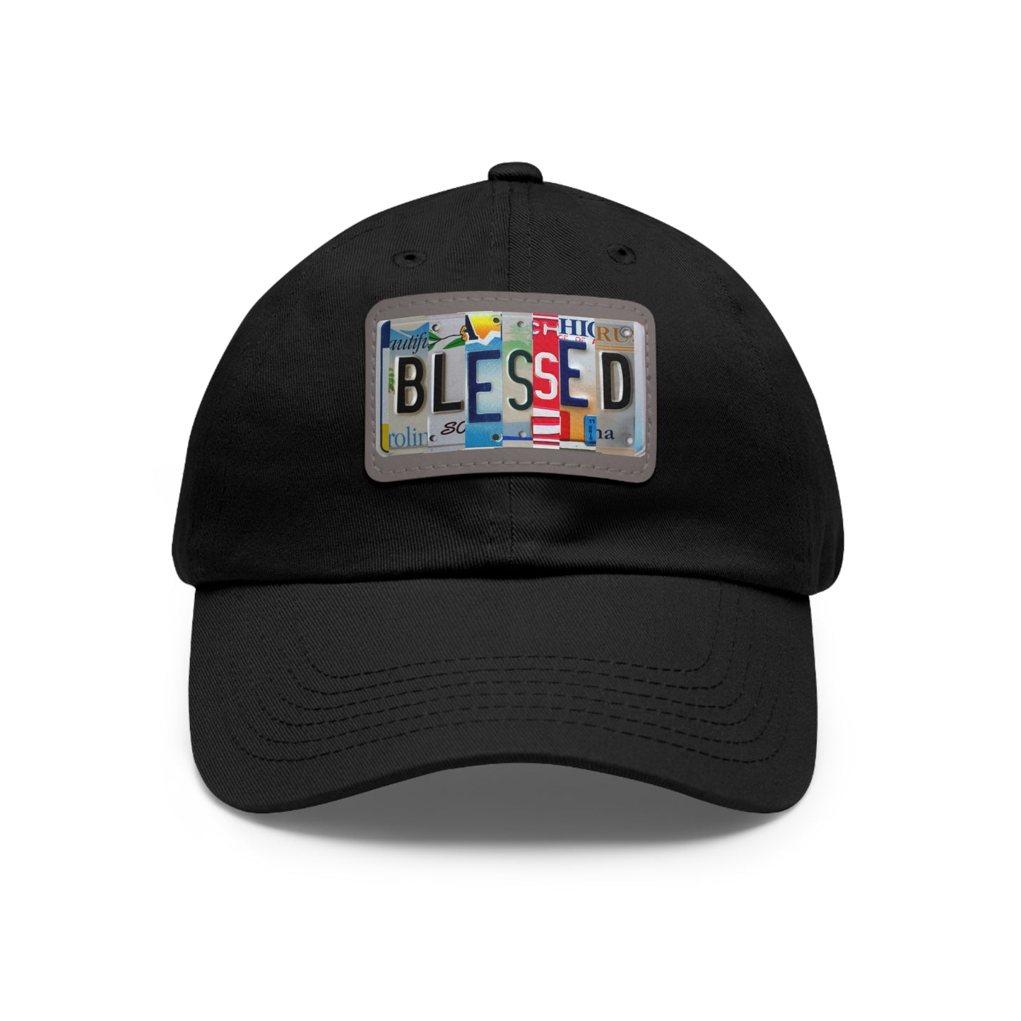 Inspirational 'Blessed' Dad Hat with Rectangular Leather Patch