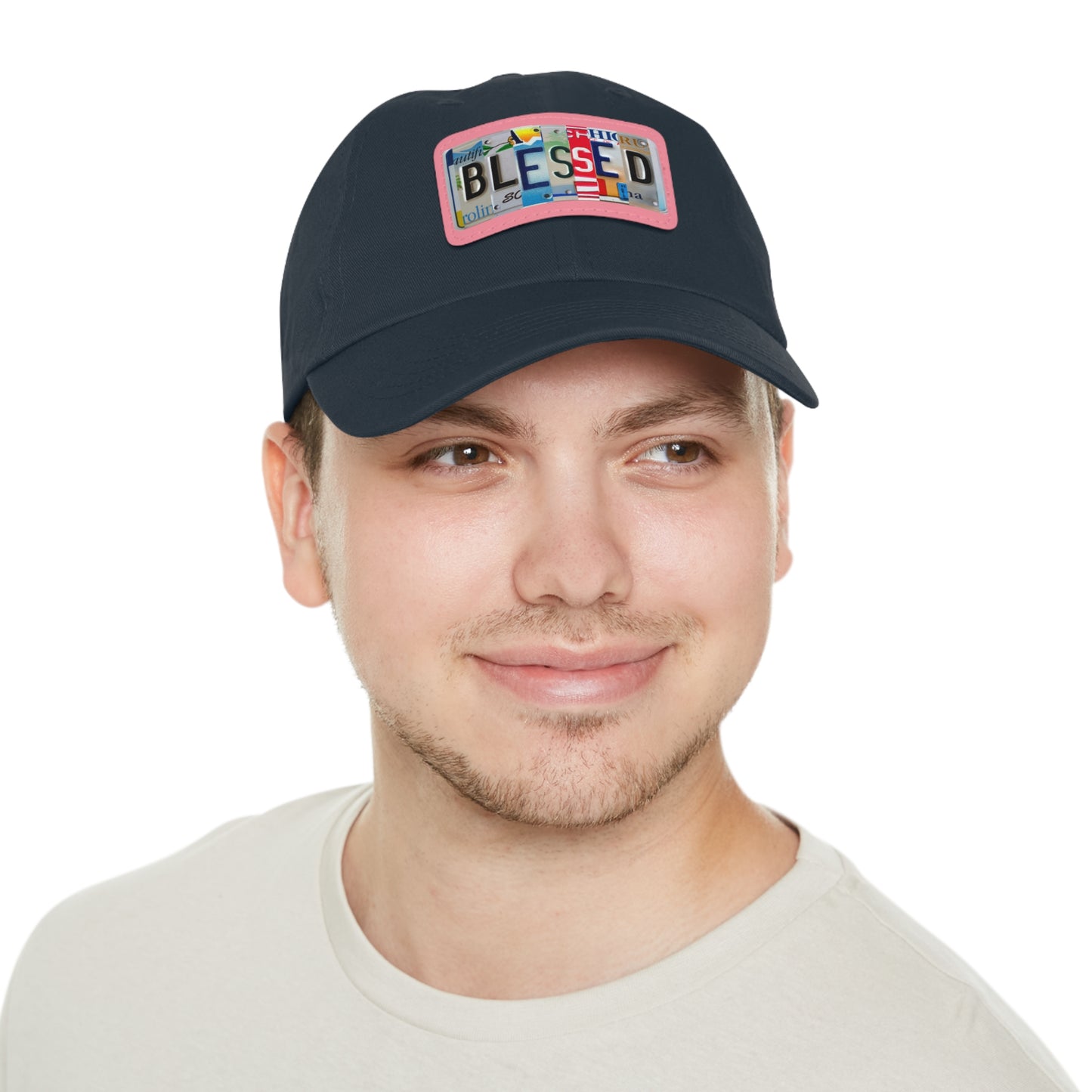 Inspirational 'Blessed' Dad Hat with Rectangular Leather Patch