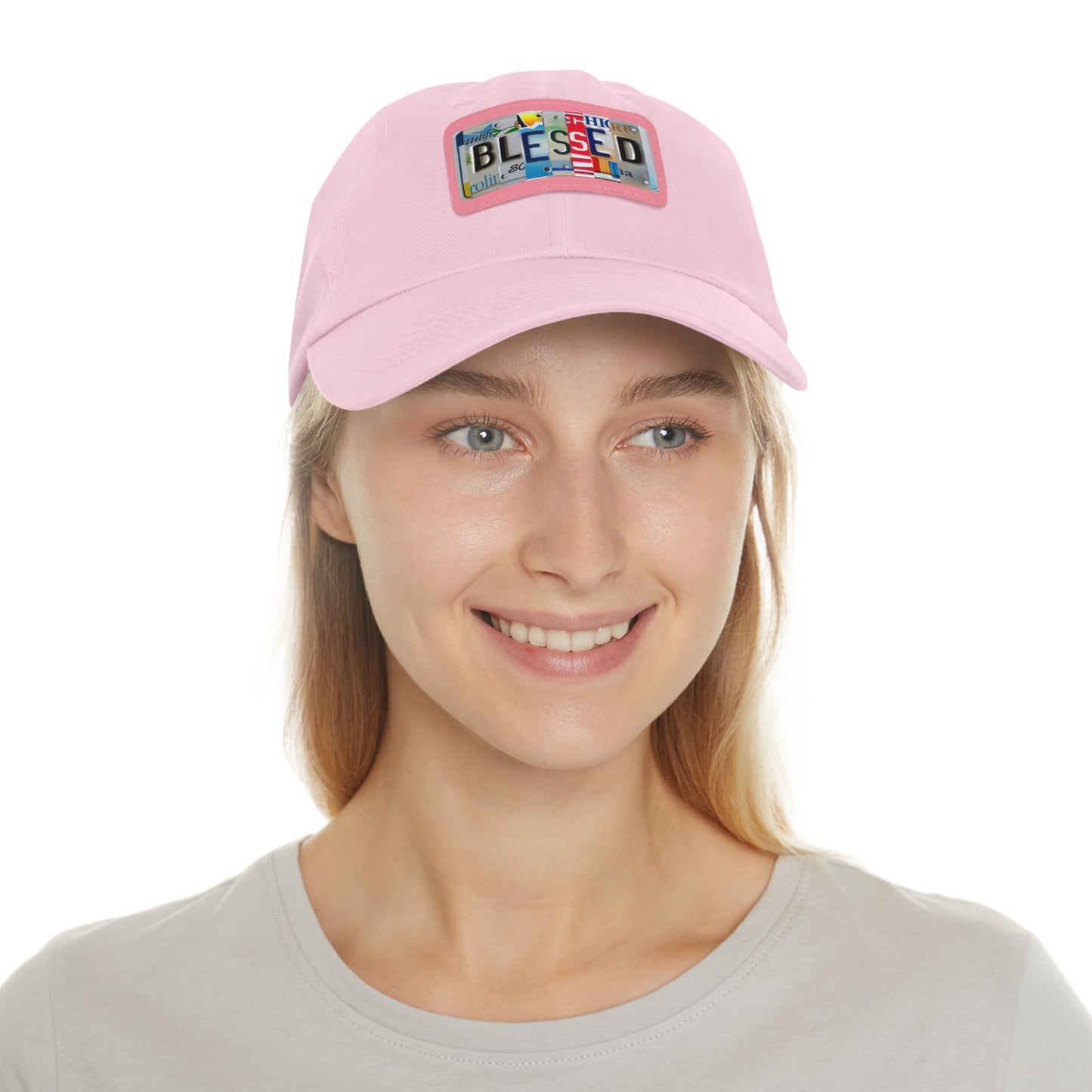 Inspirational 'Blessed' Dad Hat with Rectangular Leather Patch