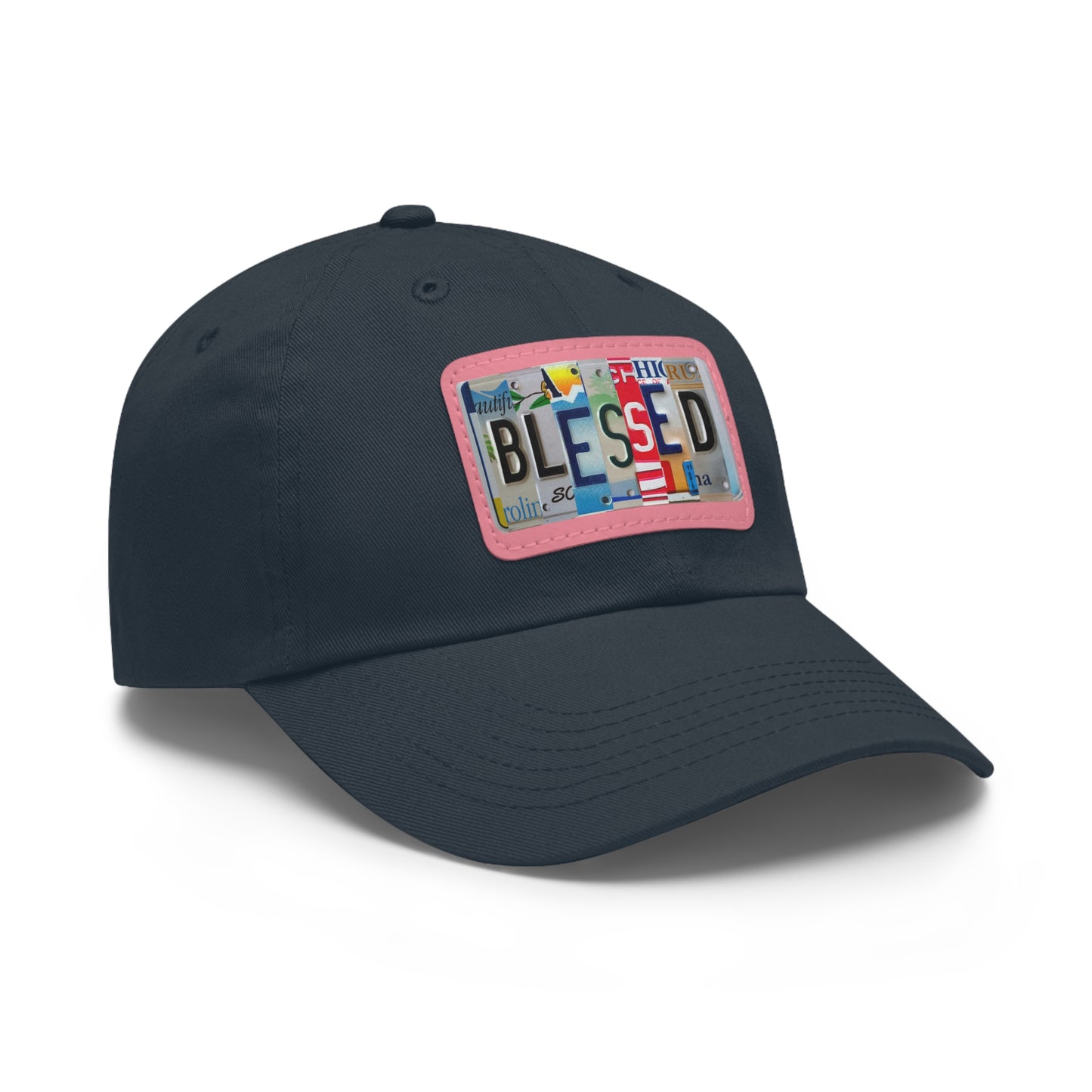 Inspirational 'Blessed' Dad Hat with Rectangular Leather Patch