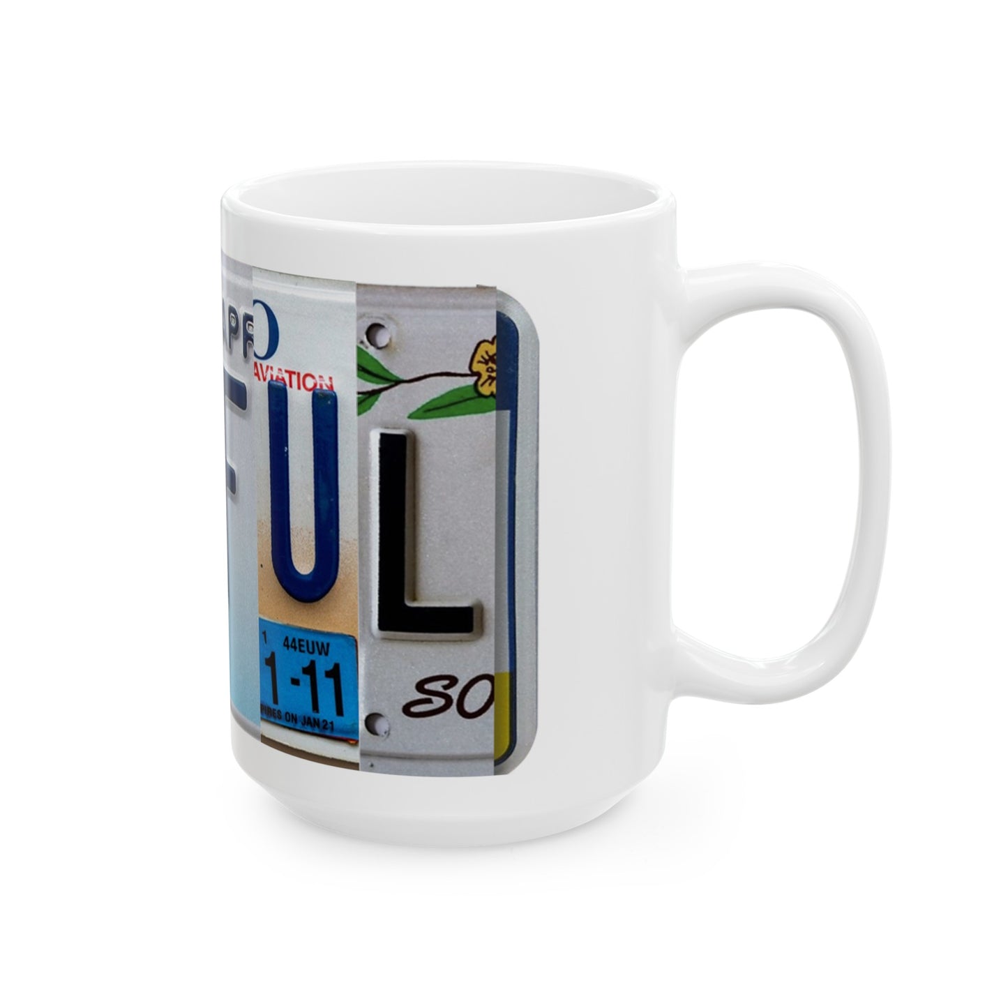 Inspirational 'GR8FUL' White Ceramic Mug - 15oz Coffee Cup for Daily Gratitude