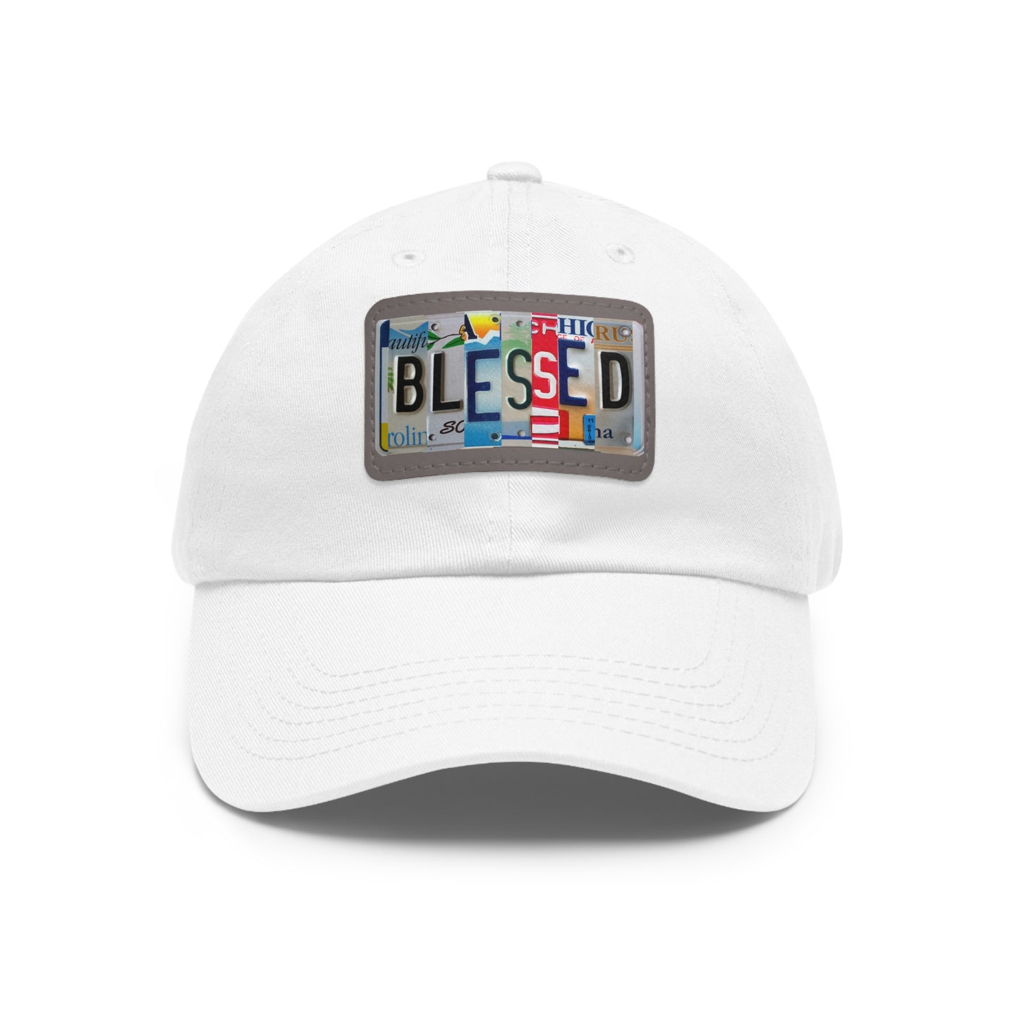 Inspirational 'Blessed' Dad Hat with Rectangular Leather Patch