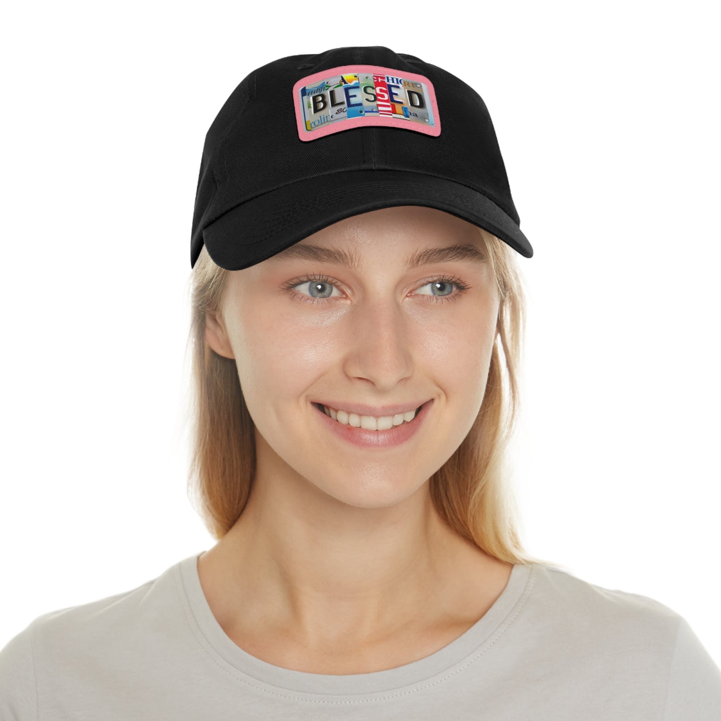 Inspirational 'Blessed' Dad Hat with Rectangular Leather Patch