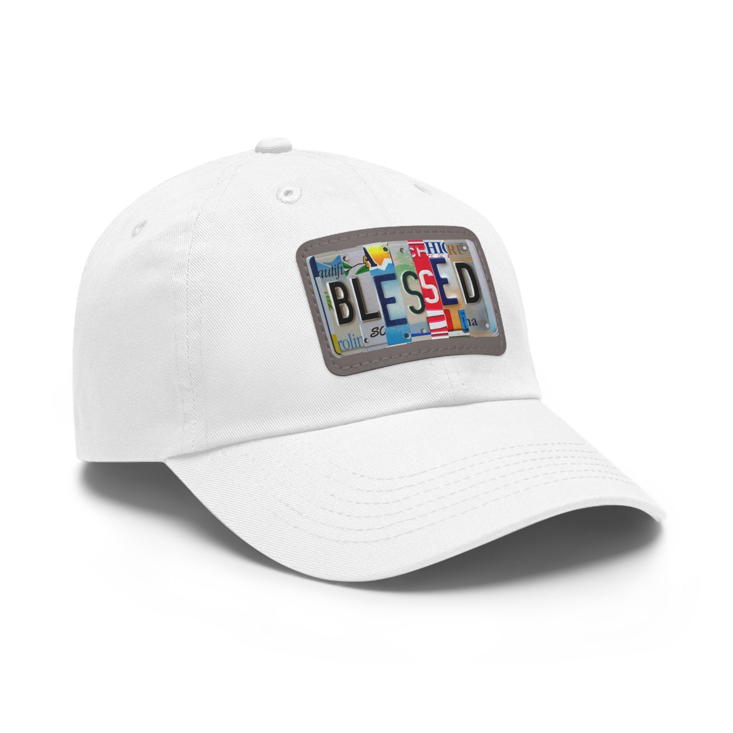 Inspirational 'Blessed' Dad Hat with Rectangular Leather Patch
