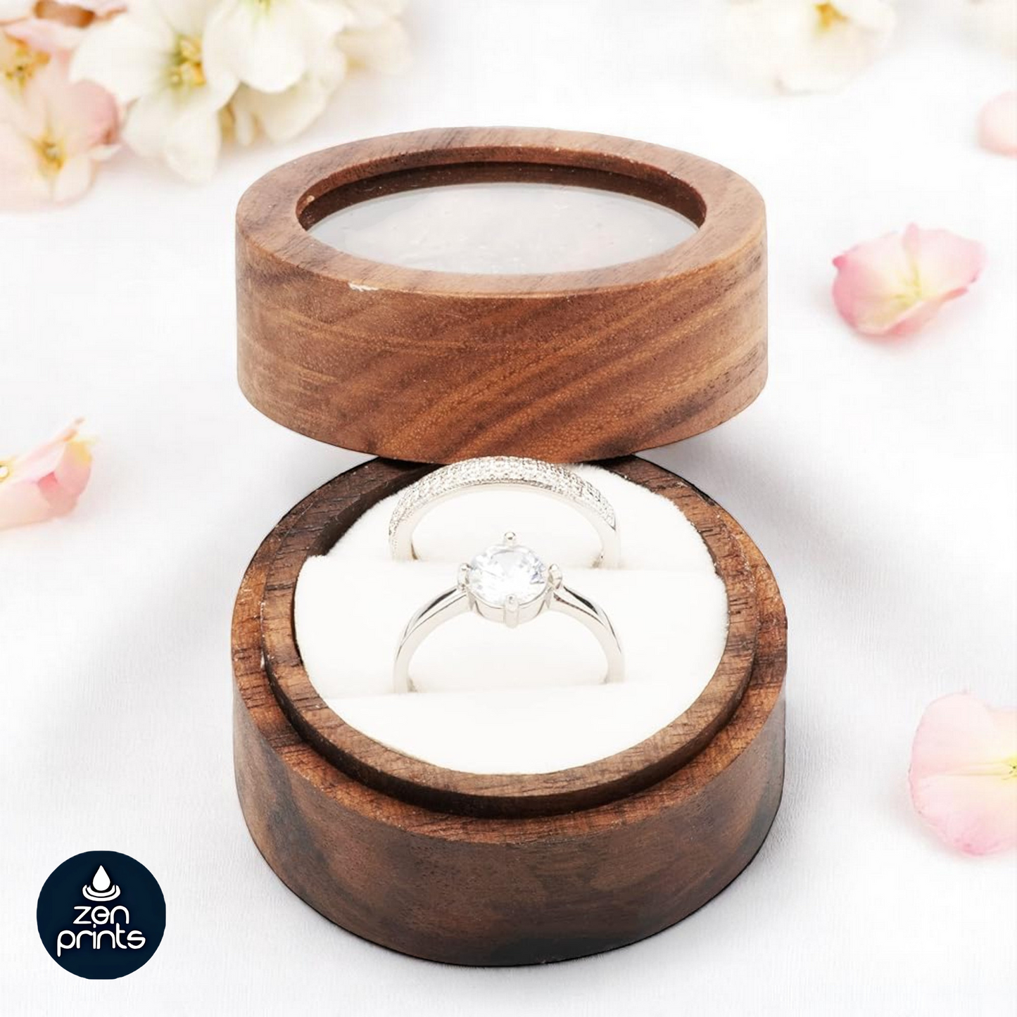 2 Slots Mini Wooden Ring Box