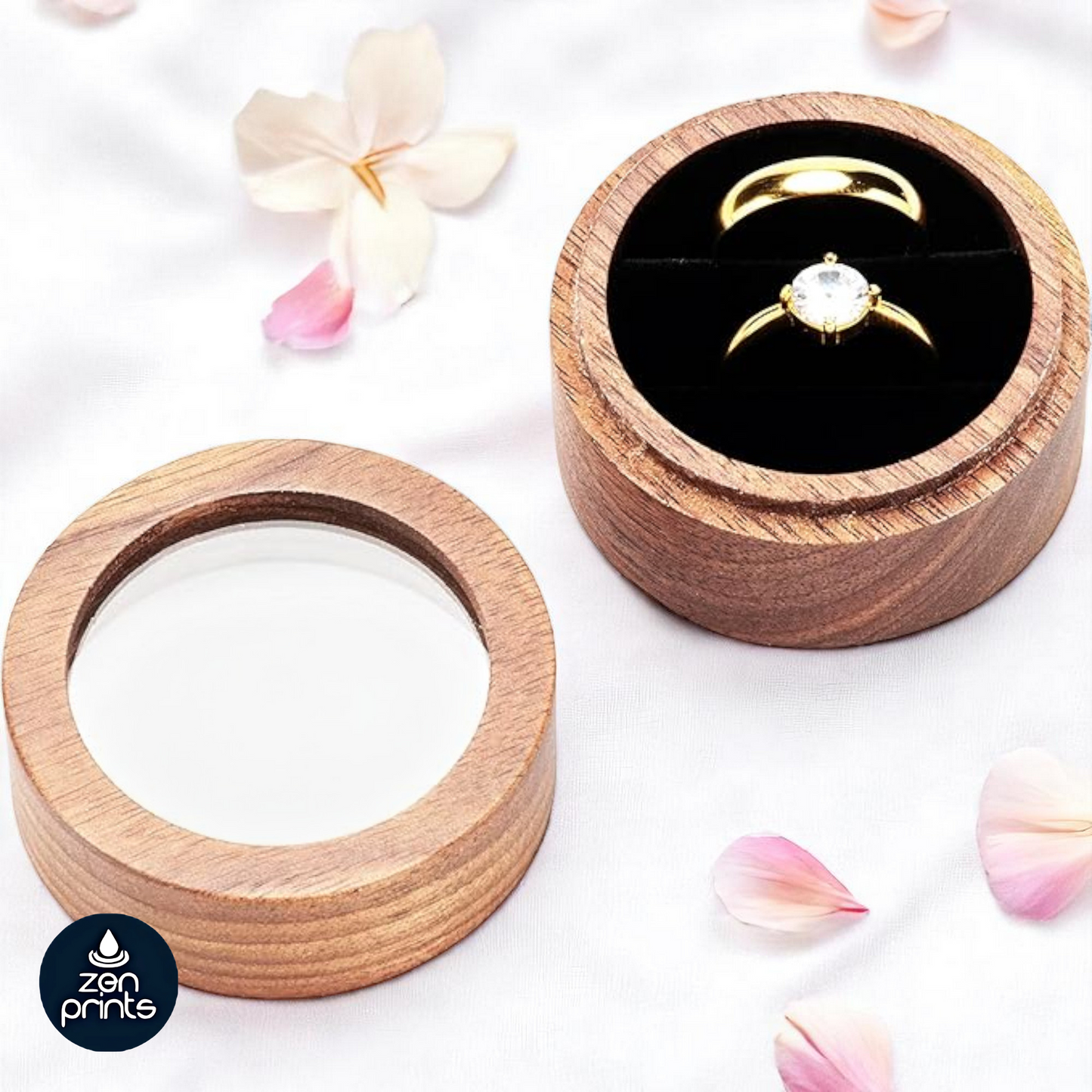 2 Slots Mini Wooden Ring Box