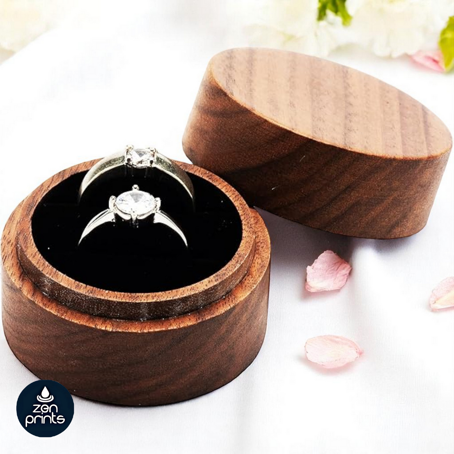 2 Slots Mini Wooden Ring Box