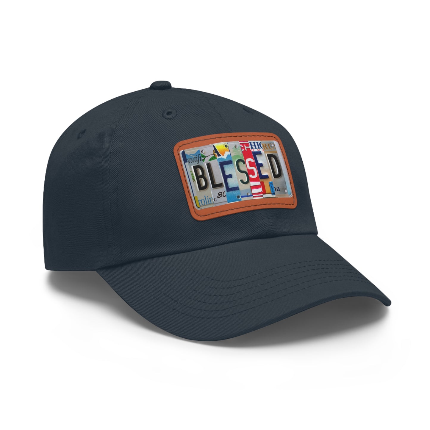 Inspirational 'Blessed' Dad Hat with Rectangular Leather Patch