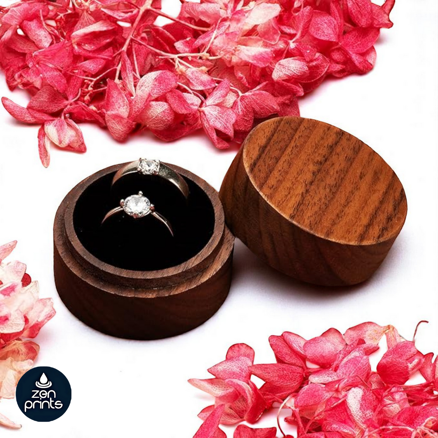 2 Slots Mini Wooden Ring Box