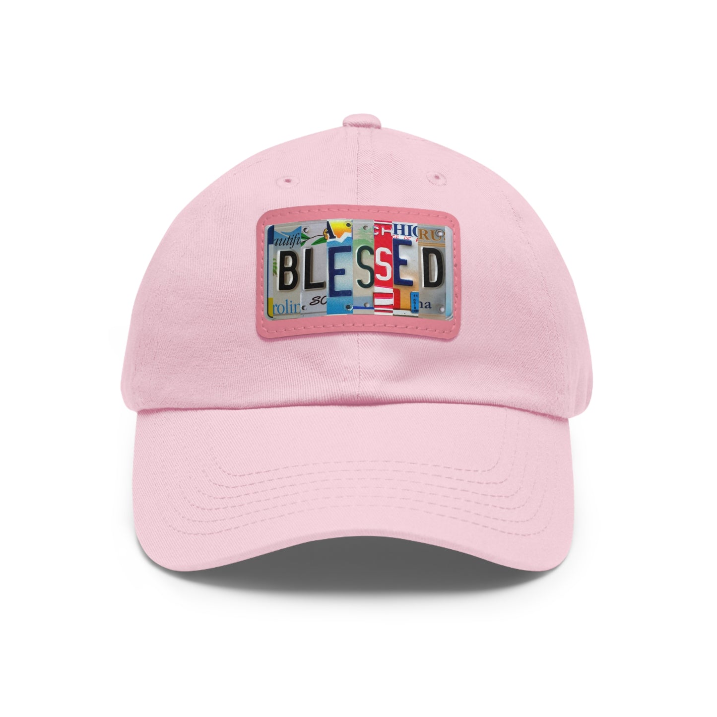 Inspirational 'Blessed' Dad Hat with Rectangular Leather Patch
