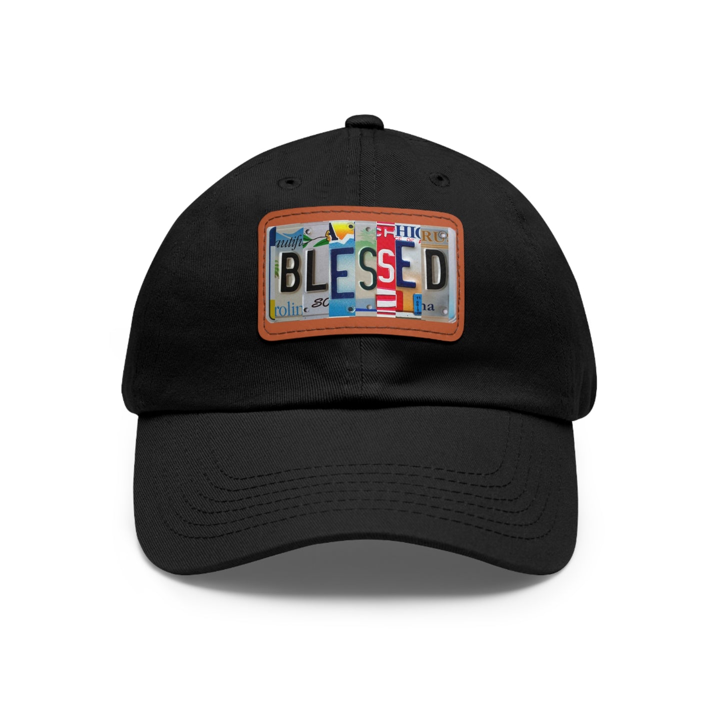 Inspirational 'Blessed' Dad Hat with Rectangular Leather Patch