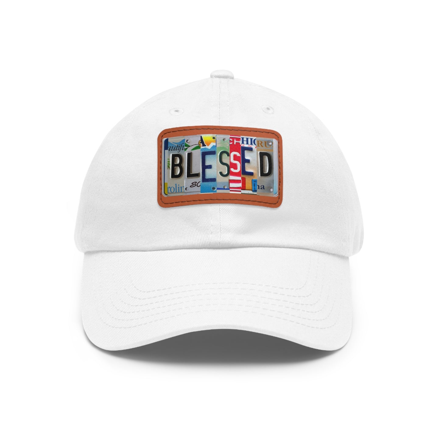 Inspirational 'Blessed' Dad Hat with Rectangular Leather Patch