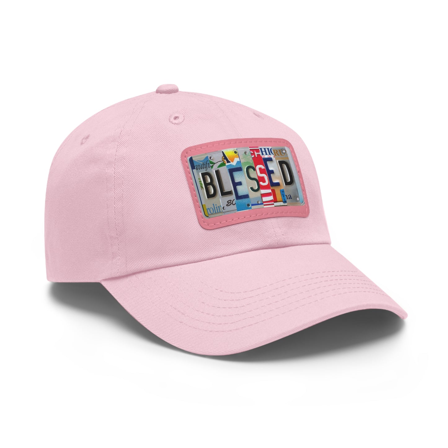 Inspirational 'Blessed' Dad Hat with Rectangular Leather Patch