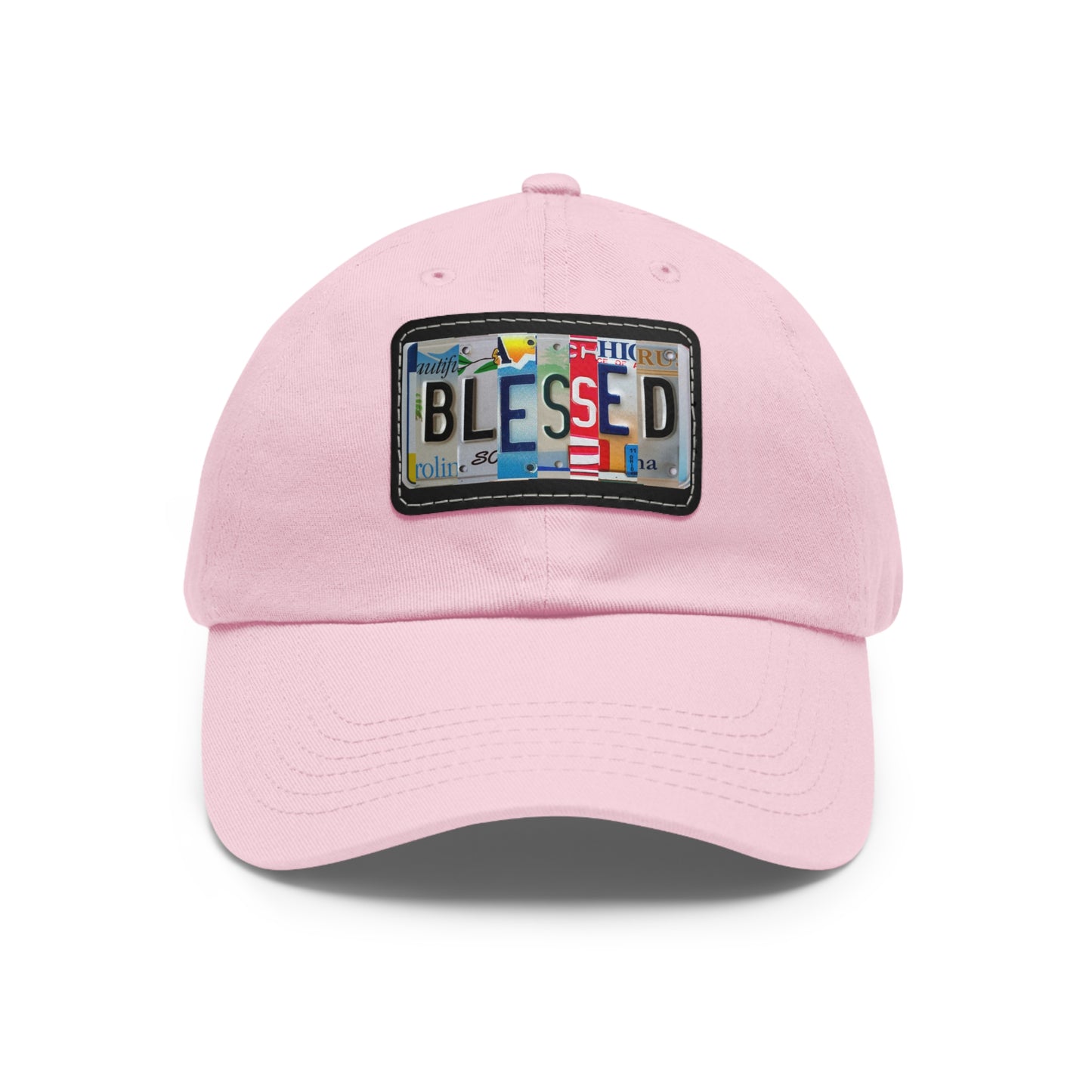Inspirational 'Blessed' Dad Hat with Rectangular Leather Patch