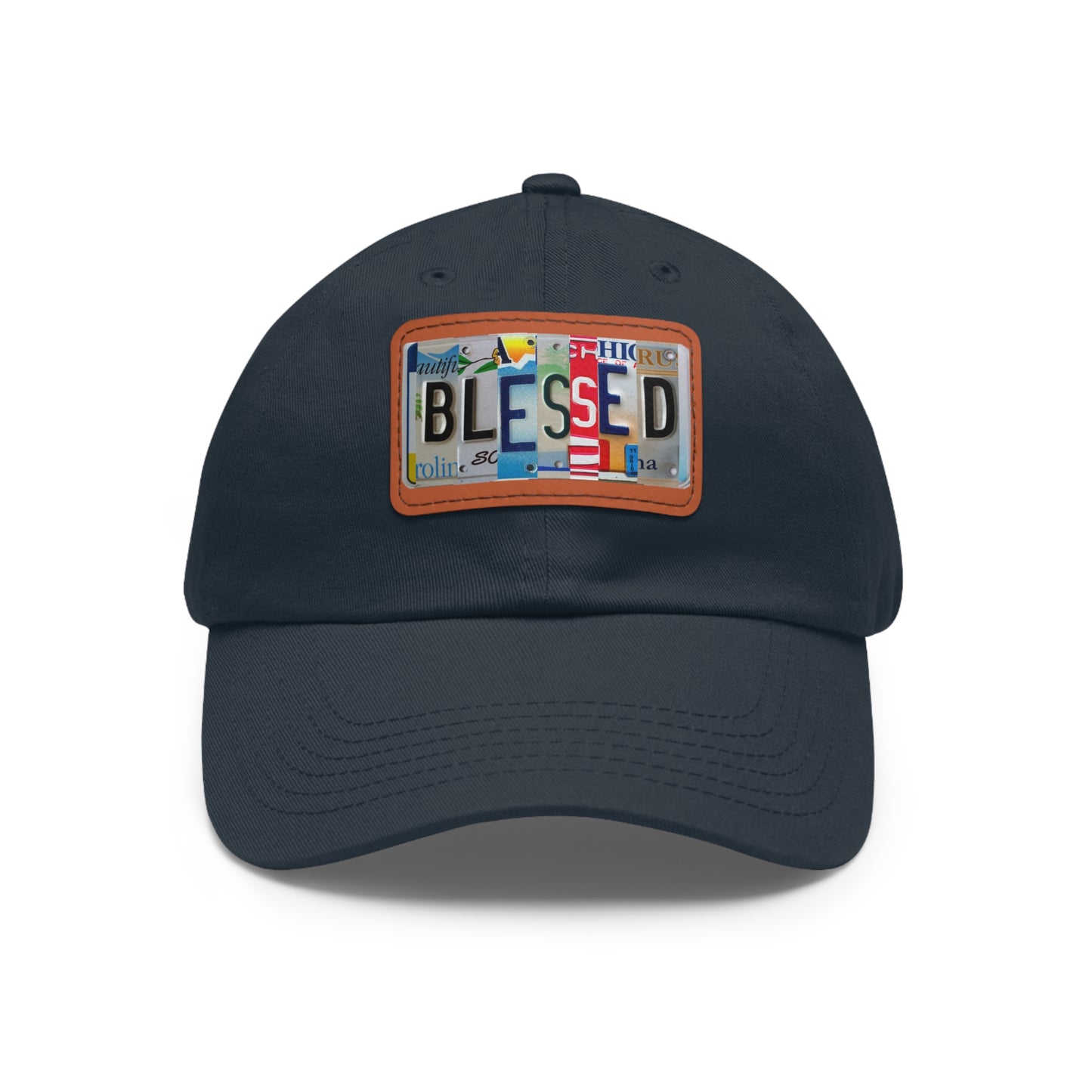 Inspirational 'Blessed' Dad Hat with Rectangular Leather Patch