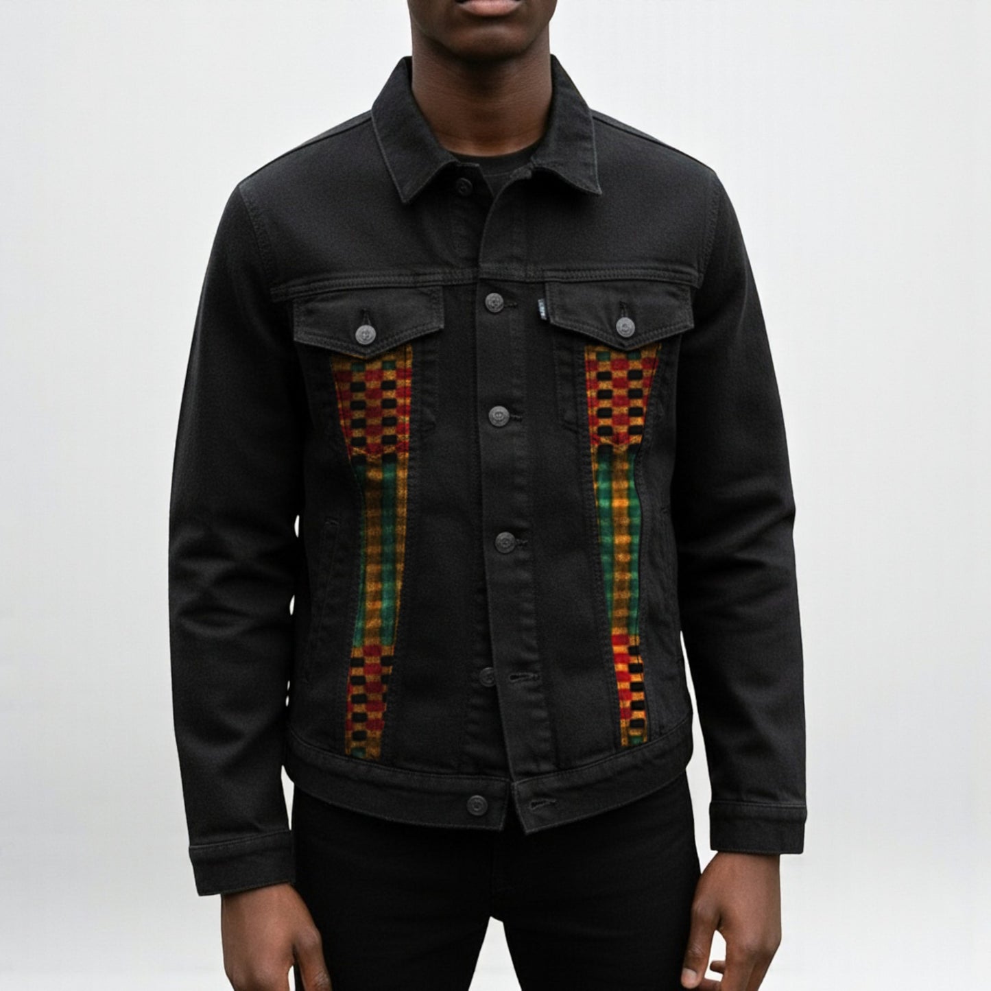 Djembe Print Denim Jacket for Men – Rhythm in Style