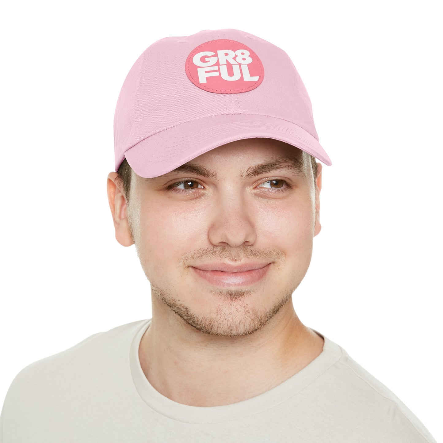Inspirational 'Gr8ful' Dad Hat with Round Leather Patch