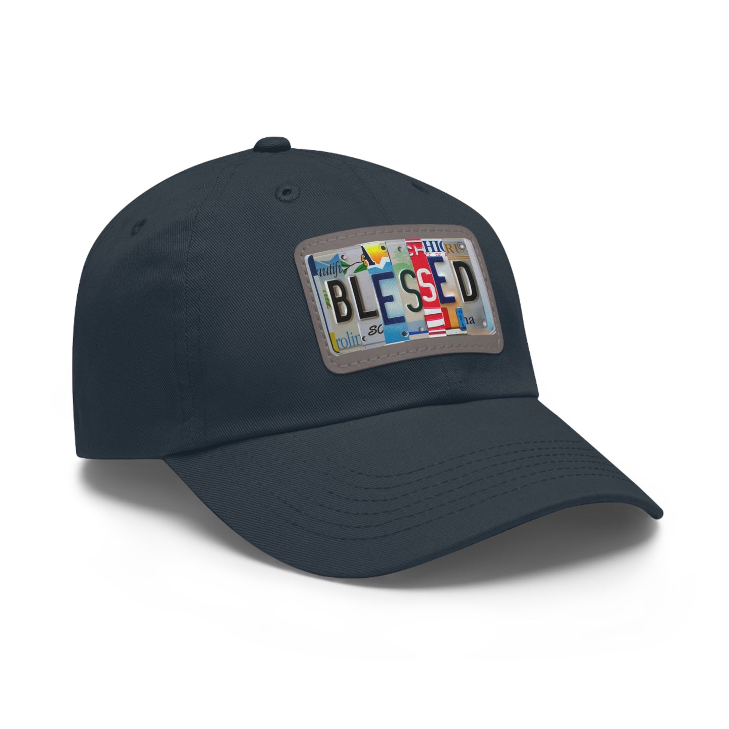 Inspirational 'Blessed' Dad Hat with Rectangular Leather Patch