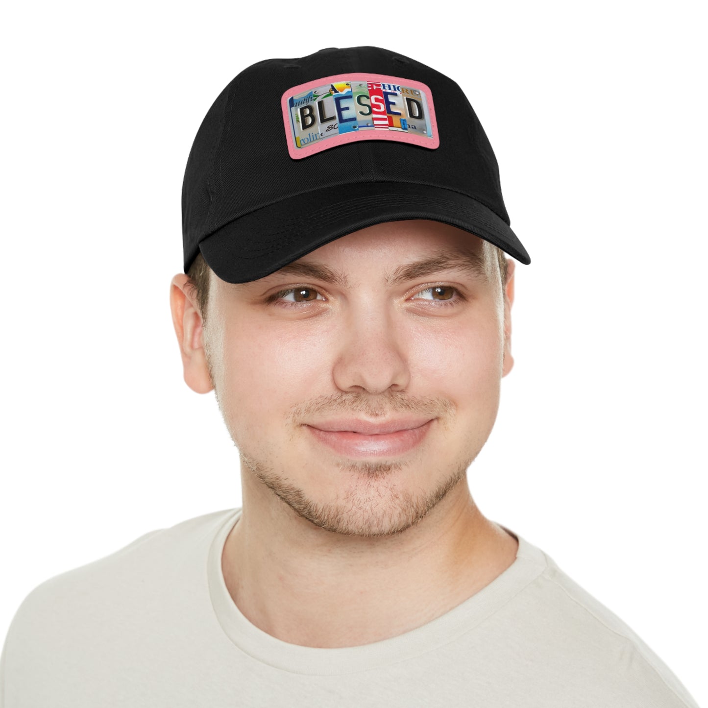 Inspirational 'Blessed' Dad Hat with Rectangular Leather Patch