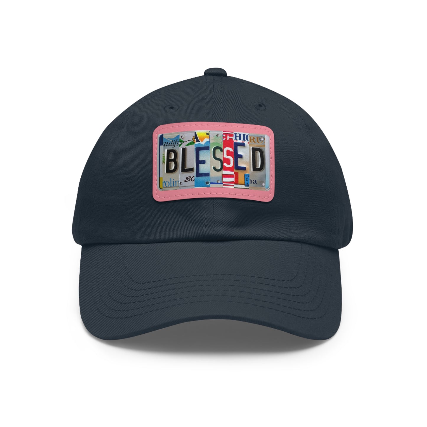 Inspirational 'Blessed' Dad Hat with Rectangular Leather Patch