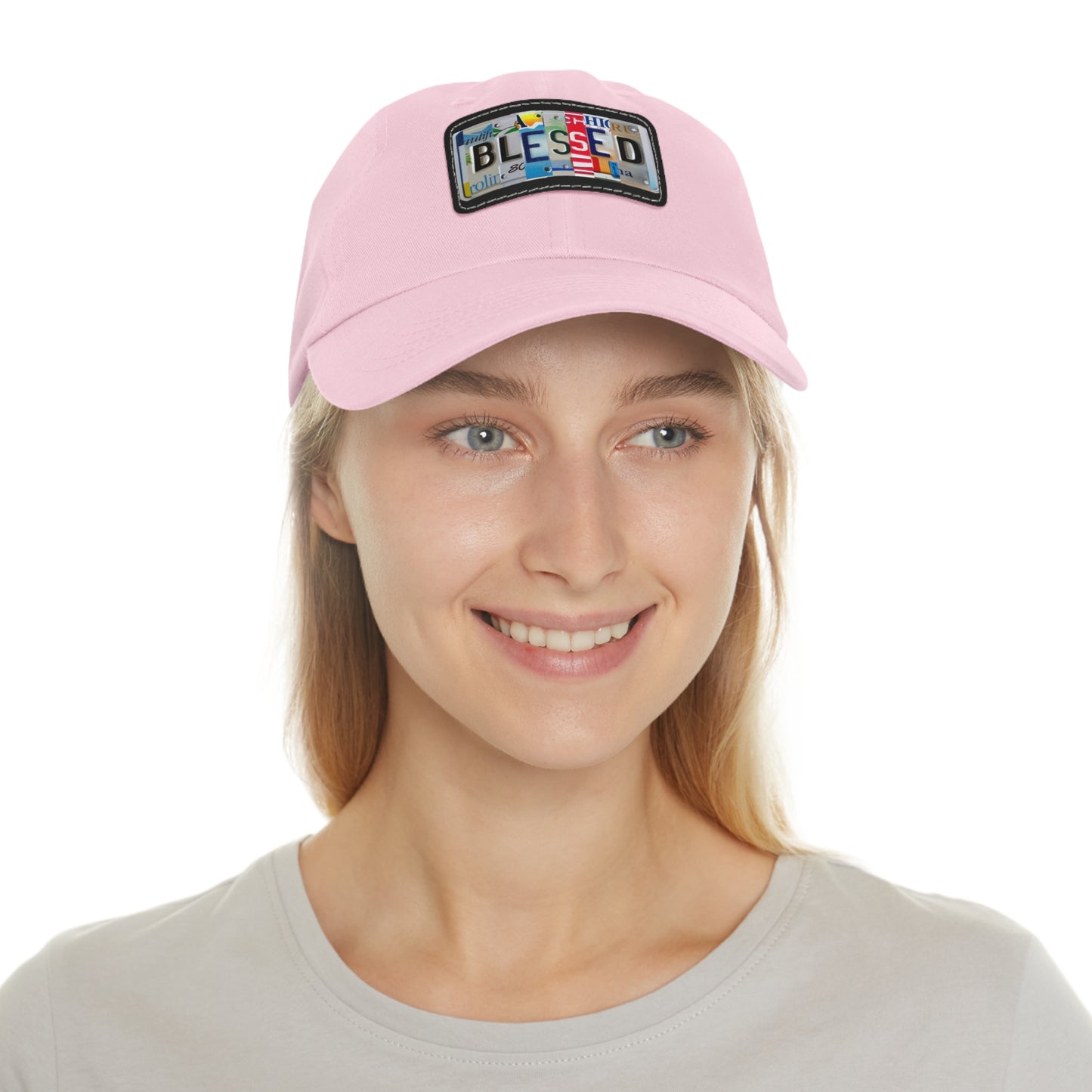 Inspirational 'Blessed' Dad Hat with Rectangular Leather Patch