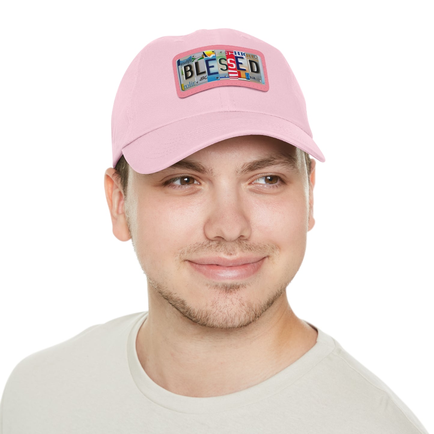 Inspirational 'Blessed' Dad Hat with Rectangular Leather Patch