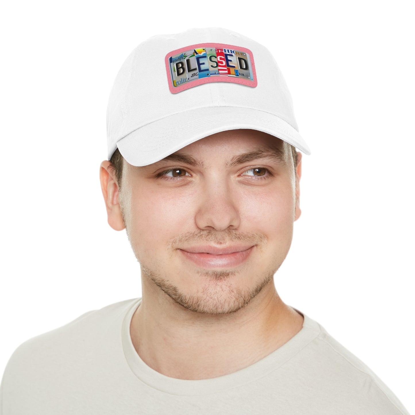 Inspirational 'Blessed' Dad Hat with Rectangular Leather Patch