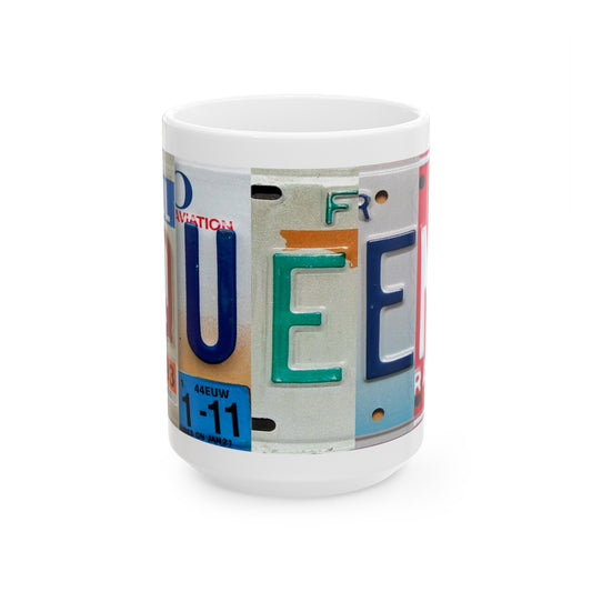 Elegant 'Queen' White Ceramic Mug - 15oz Coffee Cup for Royalty