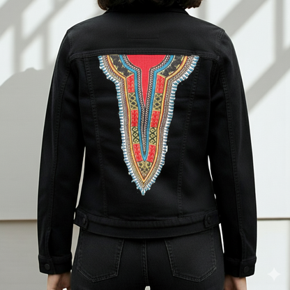 Dashiki Print Denim Jacket – Tradition Meets Style