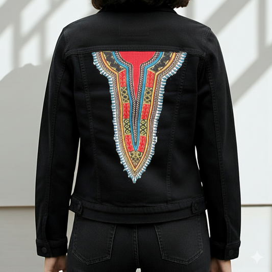 Dashiki Print Denim Jacket – Tradition Meets Style