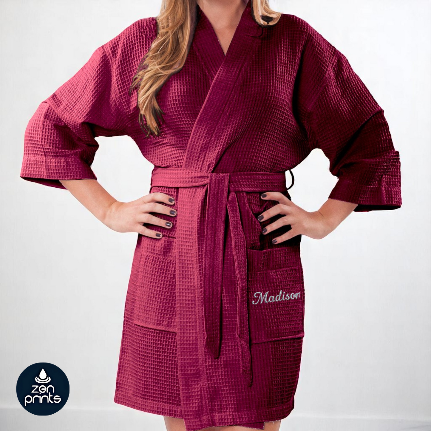 Waffle Kimono Bathrobe for Women