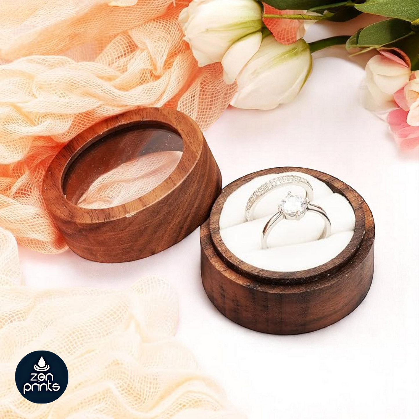 2 Slots Mini Wooden Ring Box