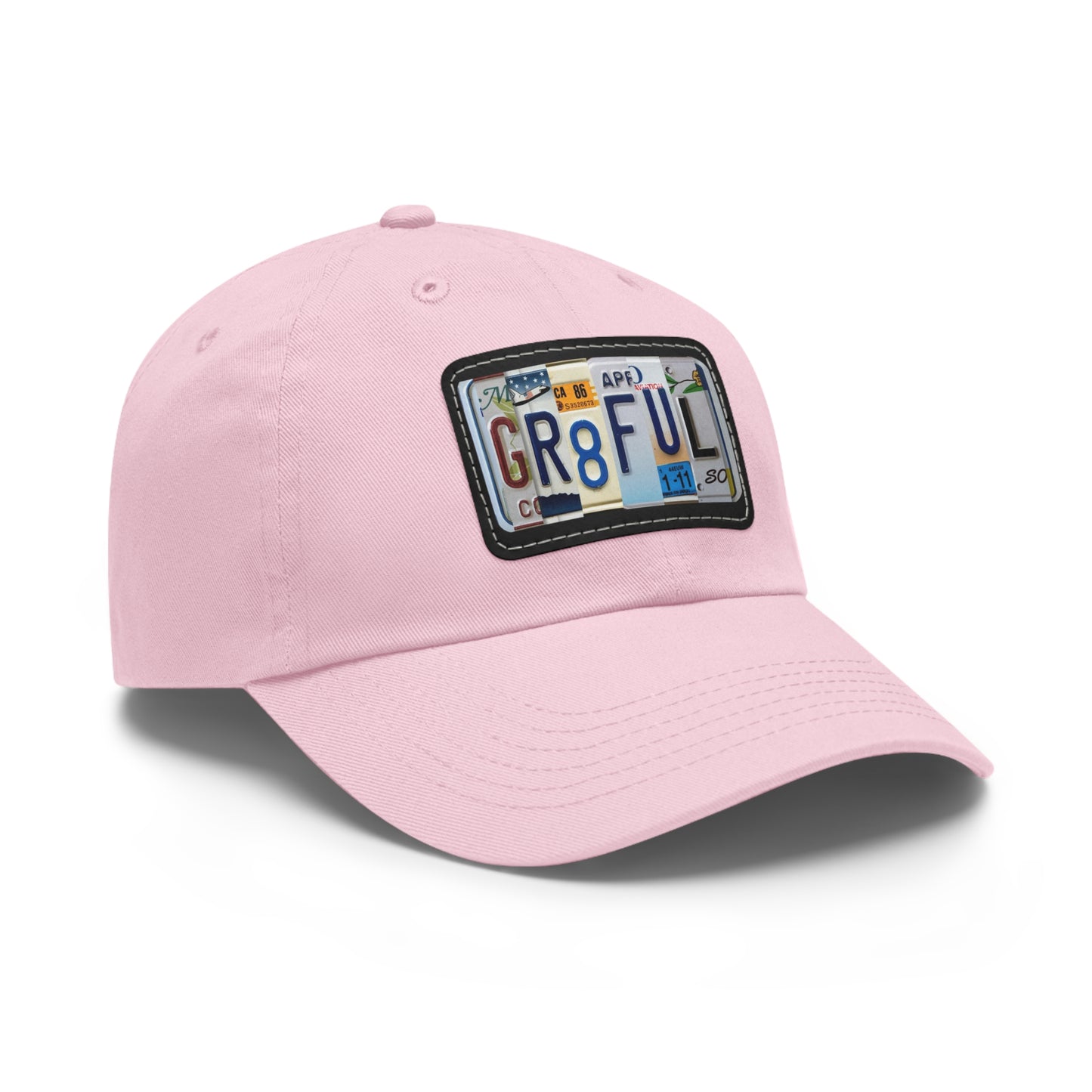 Stylish 'Gr8tful' Dad Hat with Rectangular Leather Patch