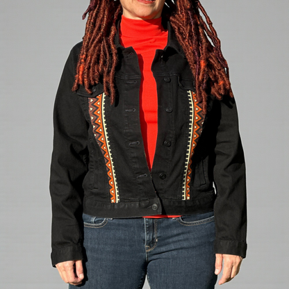 Customizable Kente & Africa Map Denim Jacket – Design Your Heritage