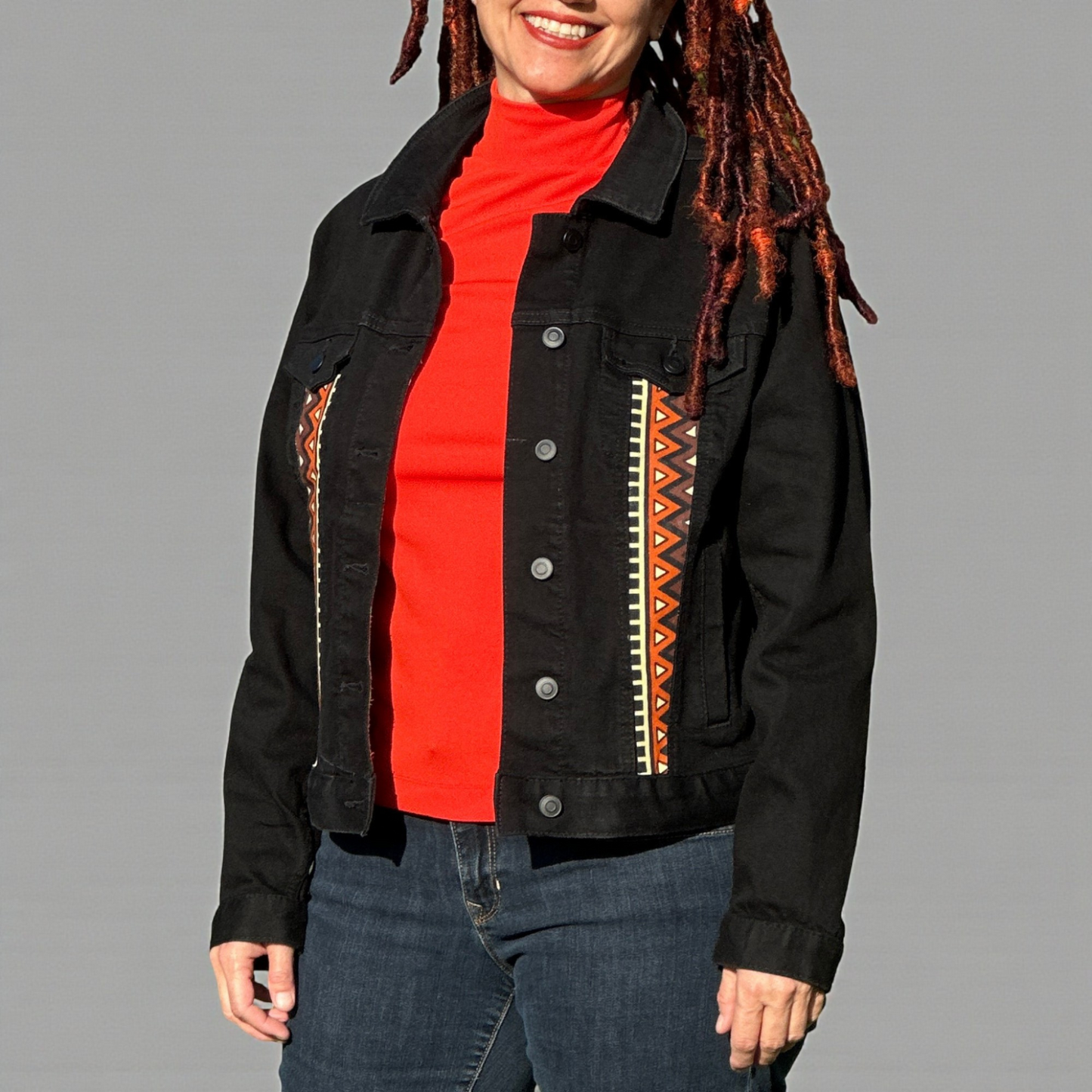 Customizable Kente & Africa Map Denim Jacket – Design Your Heritage
