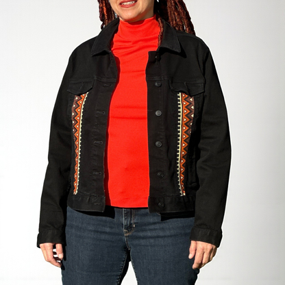 Customizable Kente & Africa Map Denim Jacket – Design Your Heritage