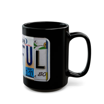 Inspirational 'Gr8tful' Black Mug - 15oz Coffee Cup for Daily Gratitude