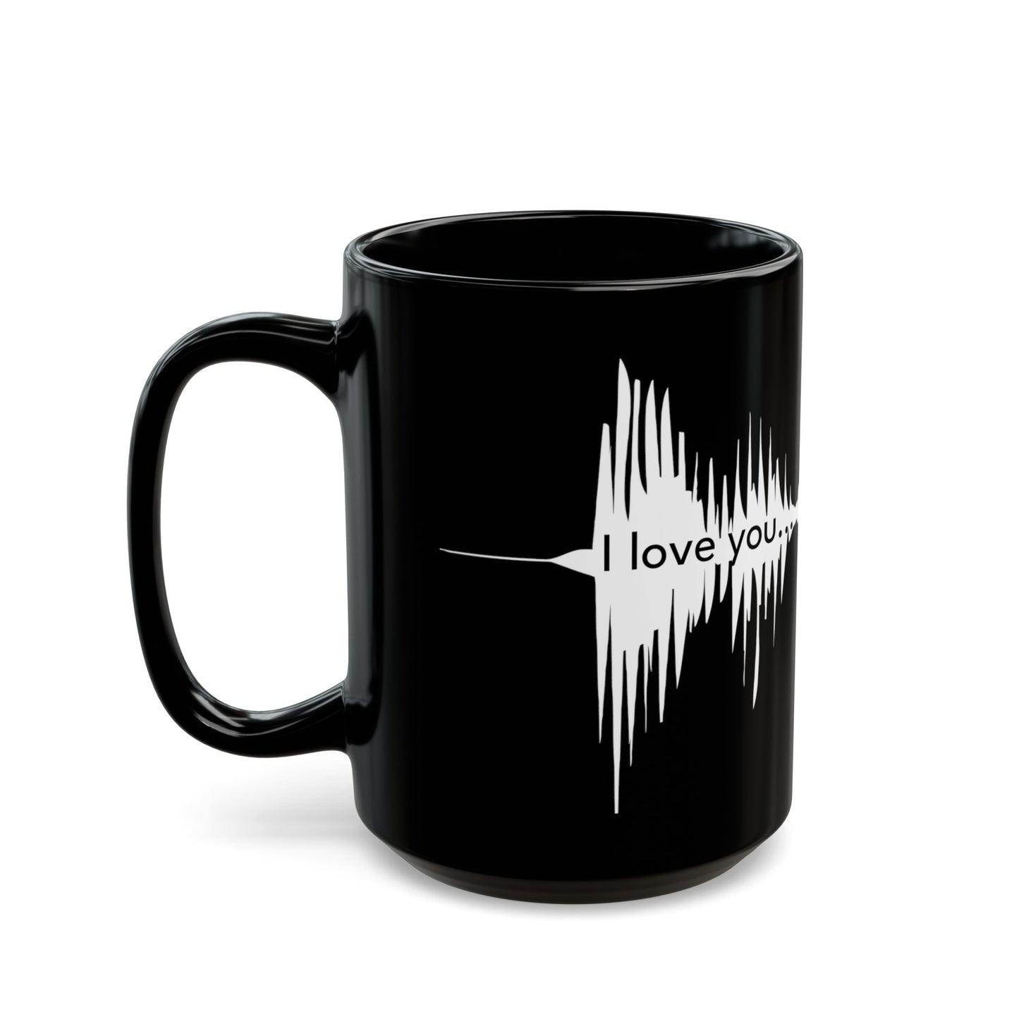Inspirational 'I Love You' Wave Form Black Ceramic Mug - 15oz Coffee Cup for Lovebirds