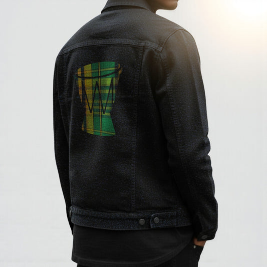 Djembe Print Denim Jacket for Men – Rhythm in Style