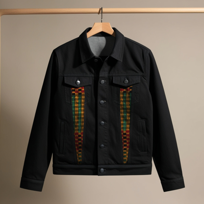 Djembe Print Denim Jacket for Men – Rhythm in Style