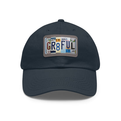 Stylish 'Gr8tful' Dad Hat with Rectangular Leather Patch