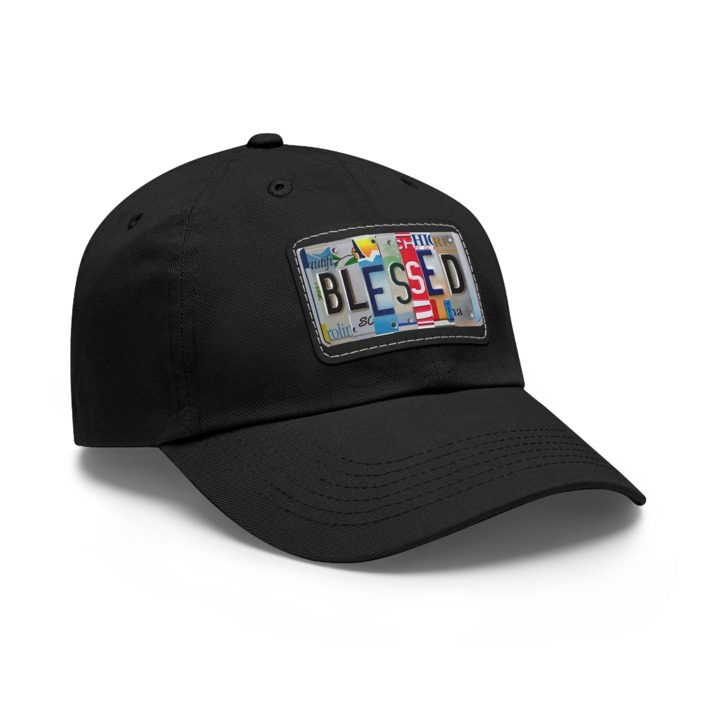 Inspirational 'Blessed' Dad Hat with Rectangular Leather Patch
