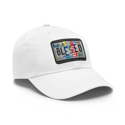 Inspirational 'Blessed' Dad Hat with Rectangular Leather Patch